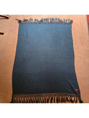 Opalhouse Throw Blanket Fringe Tassels Teal Woven Textured 73x52 Inches